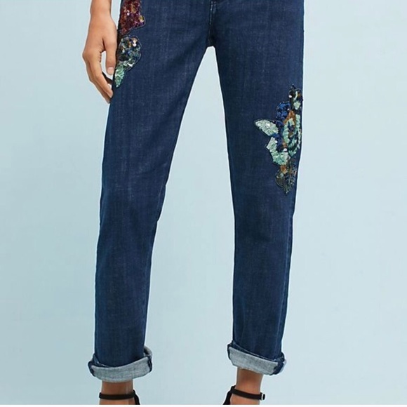 Anthropologie Denim - NEW! Anthro Slim Boyfriend Mid-Rise Sequin Jeans!